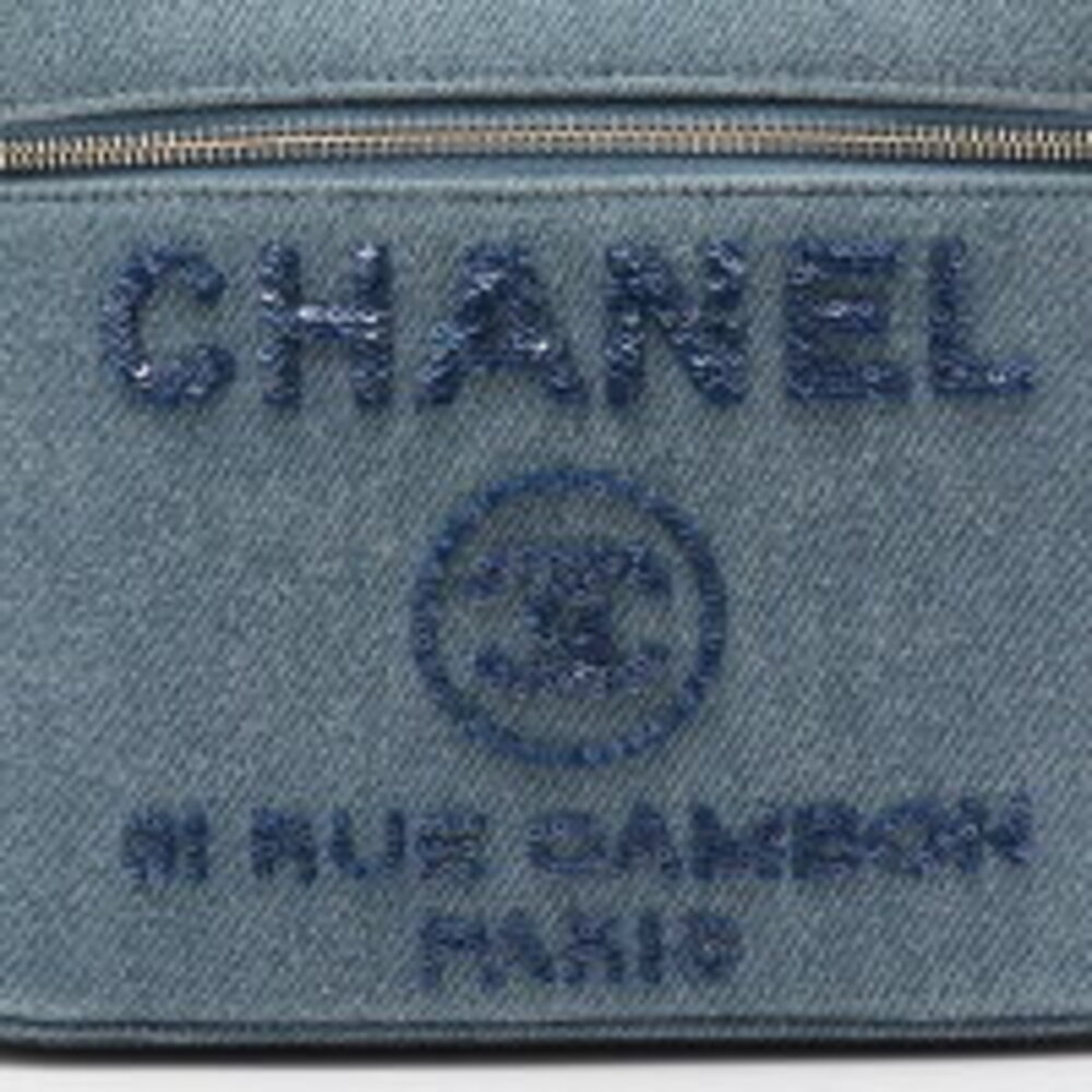 Chanel Deauville Vanity Bag Pouch Denim Sequins Blue - Picture 5 of 7